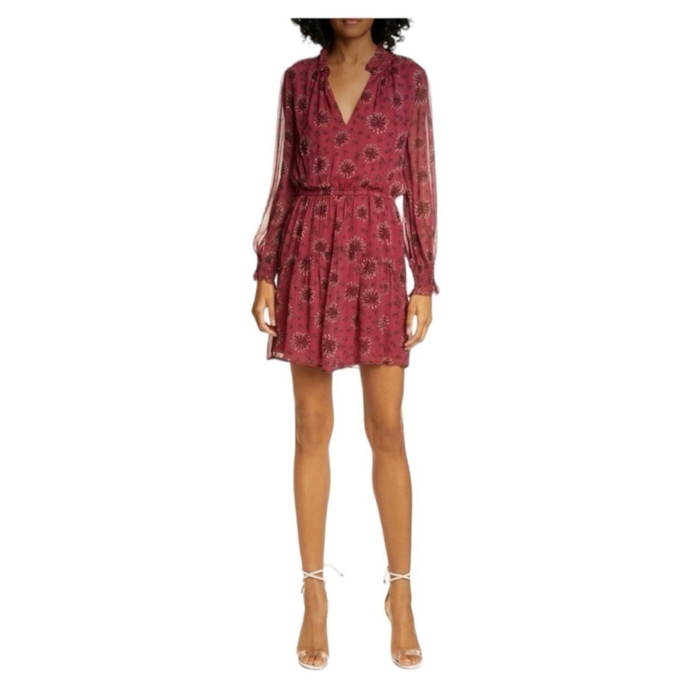 ba&sh Gizel Long Sleeve Ruffle Hem Minidress